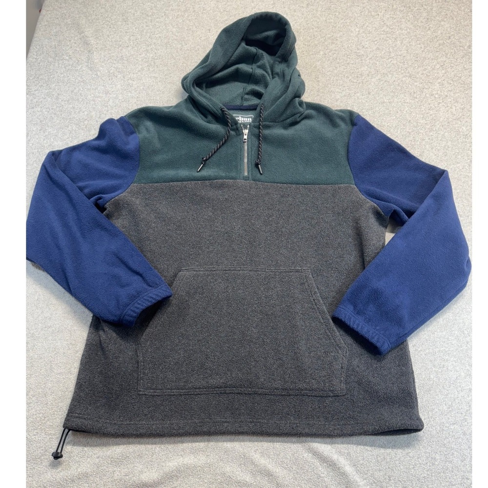 Urban Pipeline Fleece Hoodie Mens L Multicolor Quarter Zip Colorblock‎ Pullover